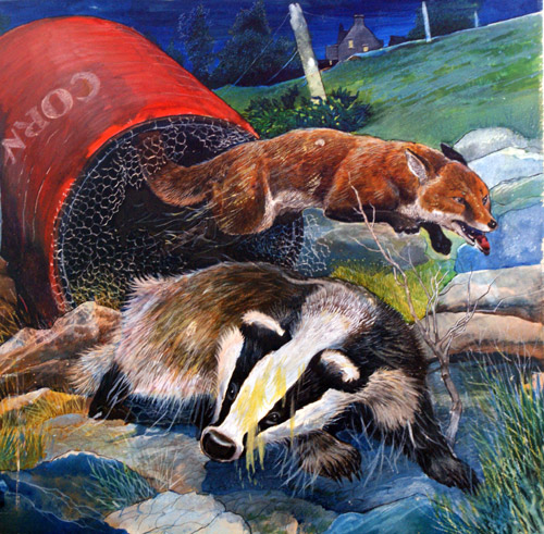 Badger and Fox (Original) by G W Backhouse Art at The Illustration Art Gallery