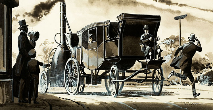 Odd Inventions The Steam Car (Original) (Signed) by Bill Lacey at The Illustration Art Gallery