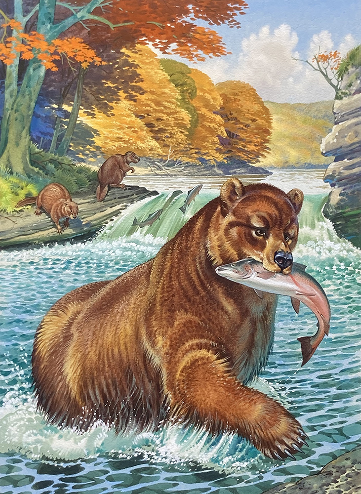 The Cave Bear and The Giant Beaver (Original) art by Bernard Long Art at The Illustration Art Gallery