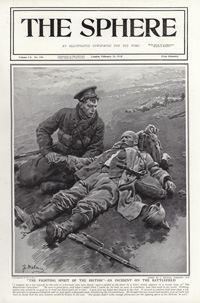 The Battlefield Fighting Spirit of the British (original cover page from The Sphere 1915) (Print)