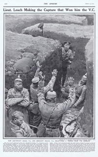 Lieut. Leach Making the Capture that Won Him the VC (original page from The Sphere 1915) (Print)
