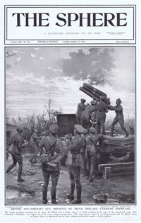 British Anti Aircraft Gun shelling a German plane (original cover page The Sphere 1915) (Print)