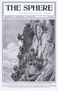 The Italian Alpini scale the Austro-Italian Frontier (original cover page The Sphere 1915) (Print)