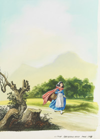 Little Red Riding Hood Walking Down the Path (Original)