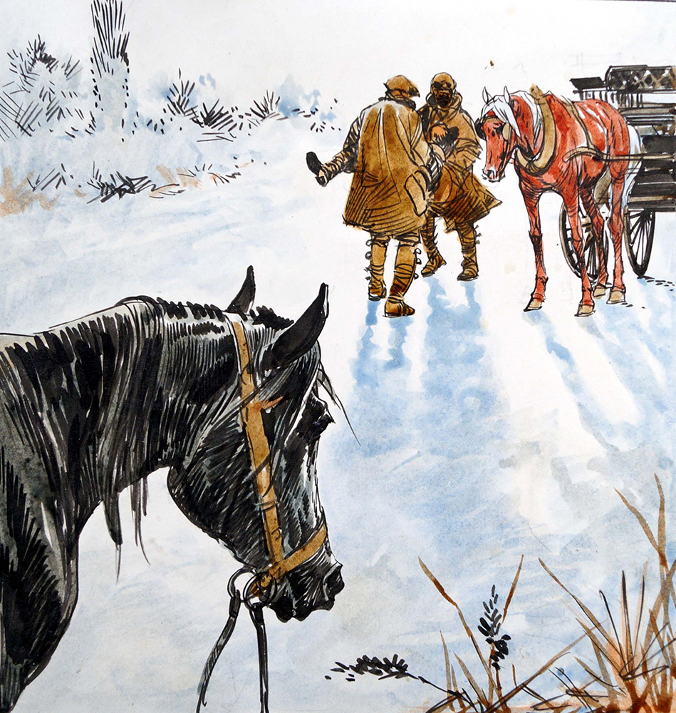 Black Beauty - A Casualty In The Snow (Original) art by Black Beauty (Carlos Roume) Art at The Illustration Art Gallery