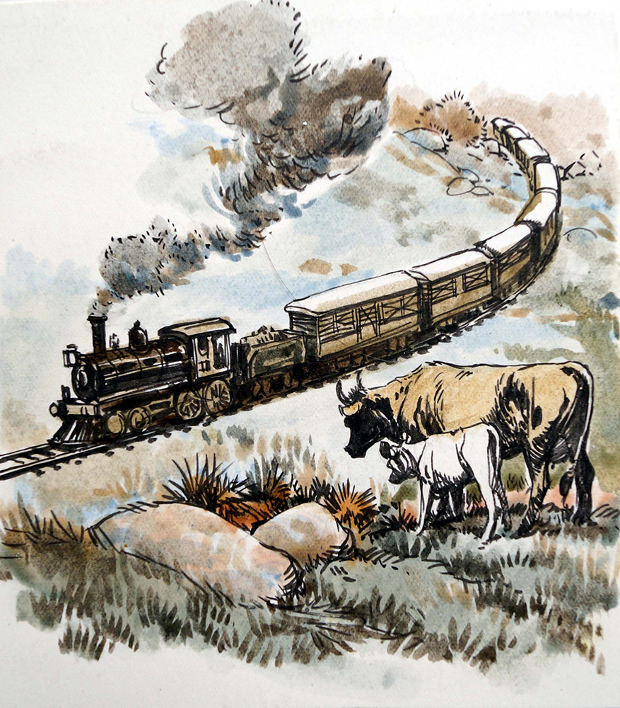 Black Beauty - The Railway Cows (Original) art by Black Beauty (Carlos Roume) Art at The Illustration Art Gallery