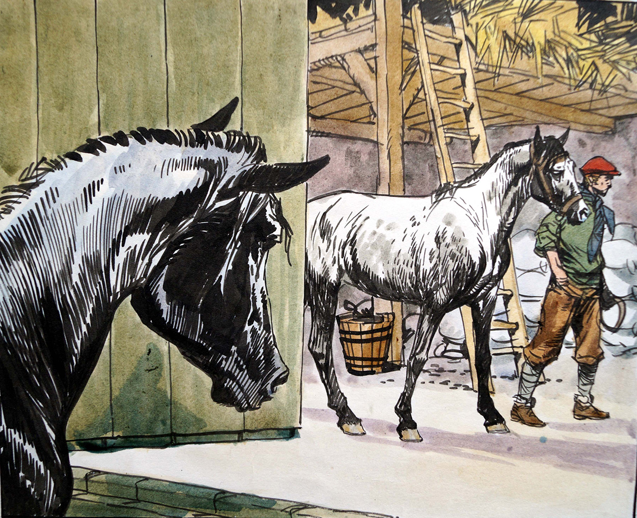 Black Beauty - In The Stable (Original) art by Black Beauty (Carlos Roume) Art at The Illustration Art Gallery