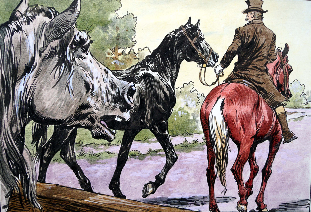 Black Beauty - Pulling Horses (Original) art by Black Beauty (Carlos Roume) Art at The Illustration Art Gallery