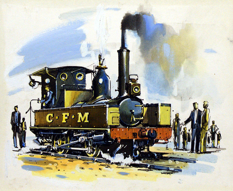 Stoking up the Engine (Original) by John S Smith Art at The Illustration Art Gallery