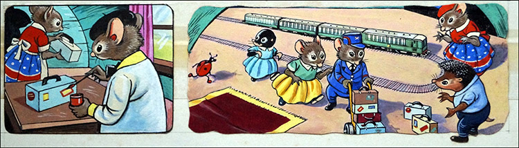 Katie's Railway Journey (Original) by Harold Tamblyn-Watts Art at The Illustration Art Gallery