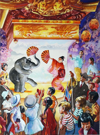 Kabuki and the Elephant art by John Worsley